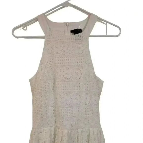 Aqua Women's Ivory Cotton/Lyocell/Poly Lined Lace Halter Dress - Picture 2 of 10